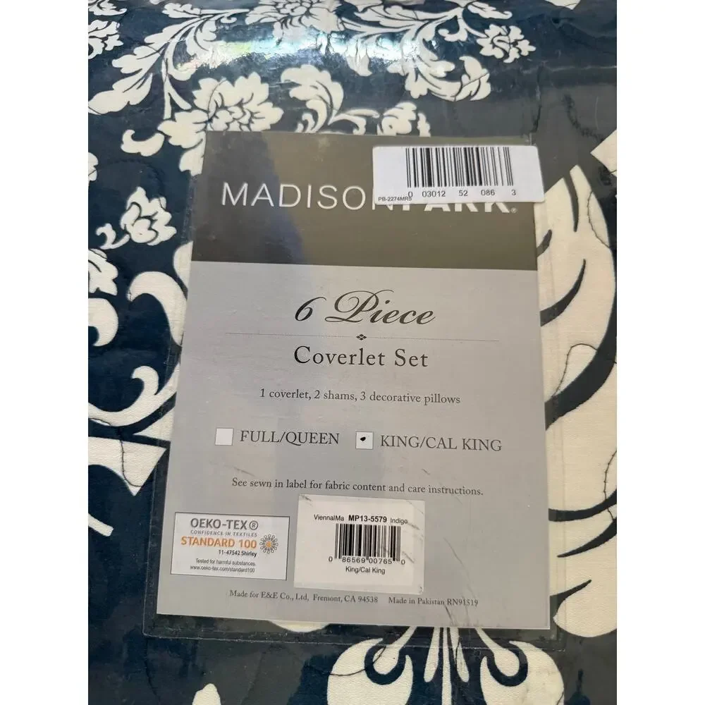 NEW! MadisonPark Marcella 6pc Coverlet Set King/Cal King Indigo